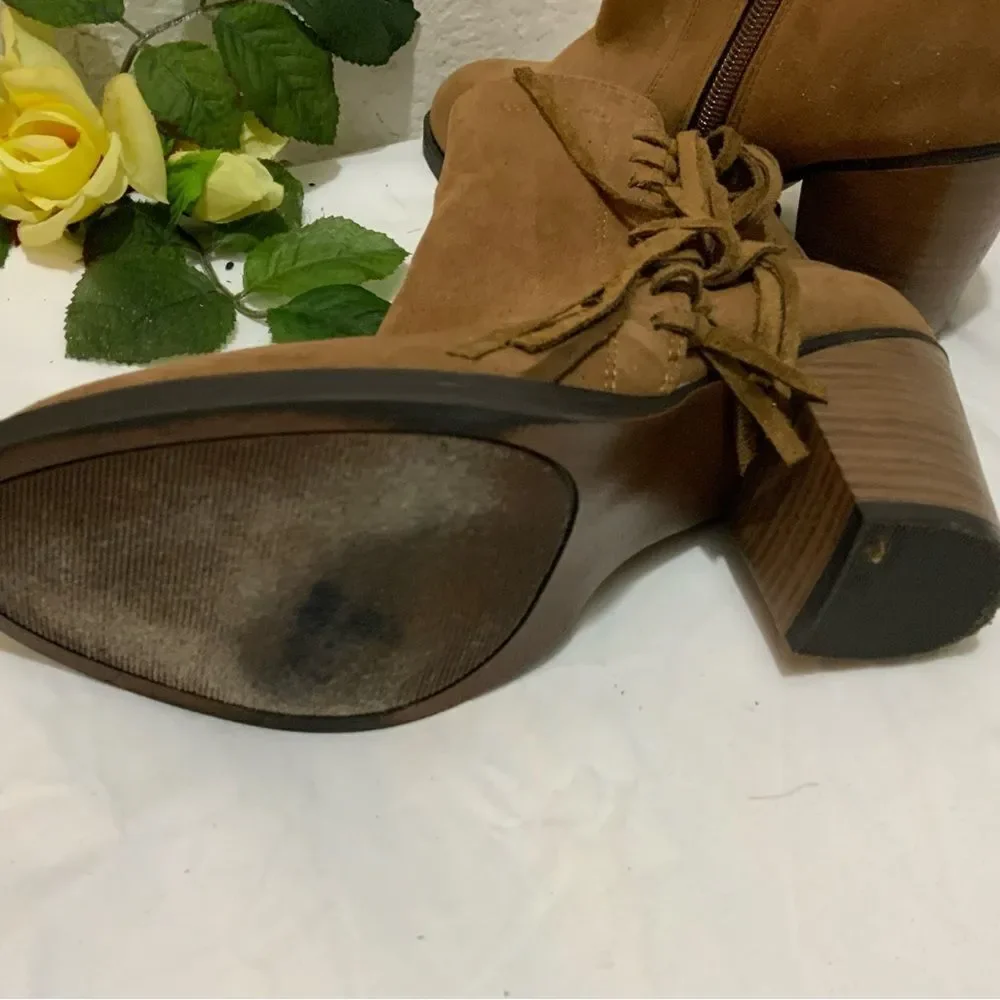 Rampage Fringe Ankle Boots vingnette size 6 M browns